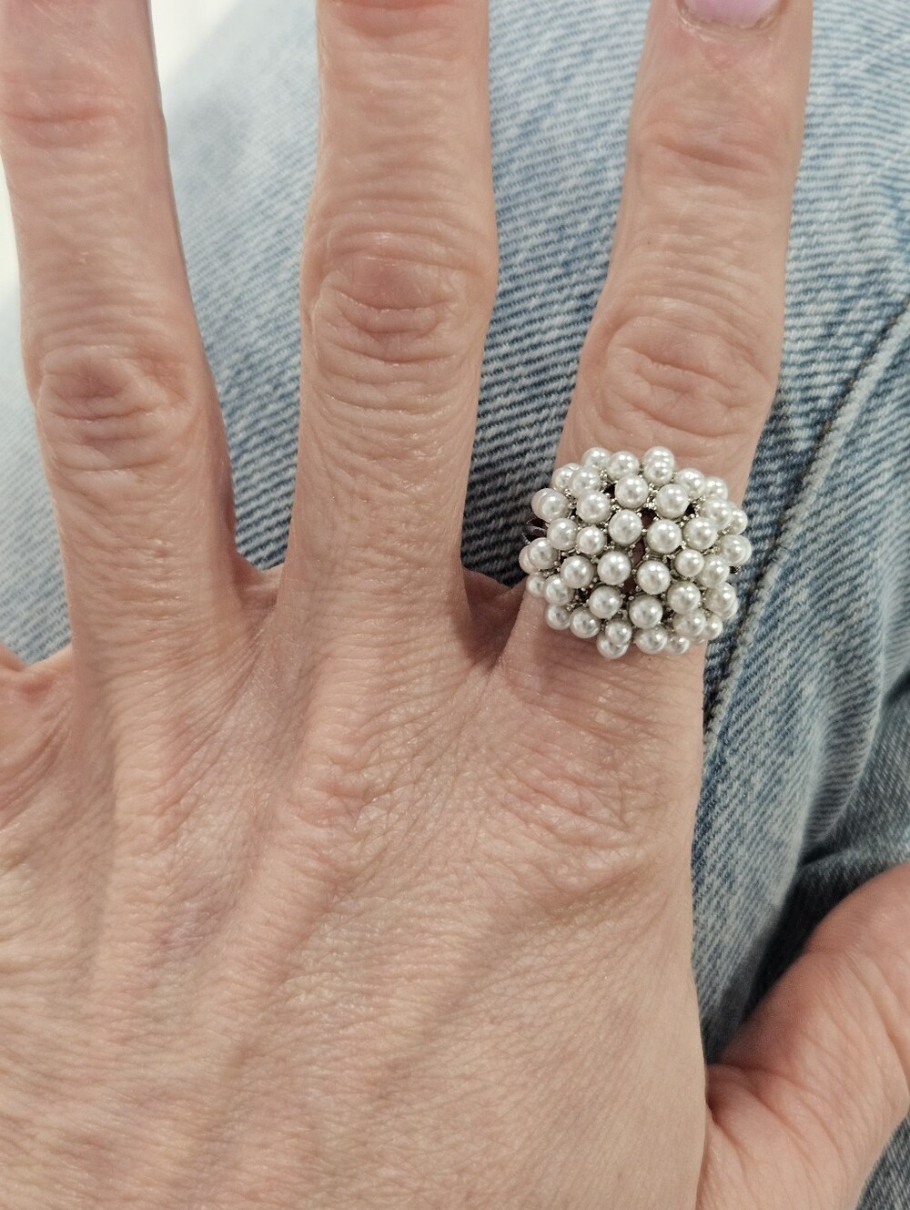 Cluster Pearl Statement Ring - White Pearls - Picture 10 of 16